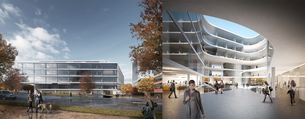 Entwurf: Nickl & Partner Architekten AG - Perspektive/Innenhof Neubau ETH Zürich D-BSSE, Labor- und Forschungsgebäude