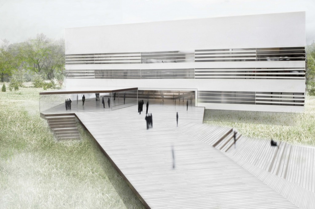 Entwurf: Nickl & Partner Architekten AG - Perspektive - Wettbewerb Neubau Lehr- und Forschungsgebäude Straubing
