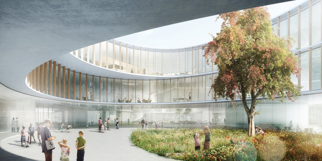 Entwurf Nickl & Partner Architekten AG, 1. Preis Wettbewerb Neubau des Haunerschen Kinderspitals in München, Eingangsbereich